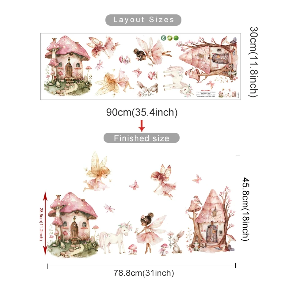 Whimsical Fairy Mushroom House Wall Stickers for Kids Room Nursery Decor