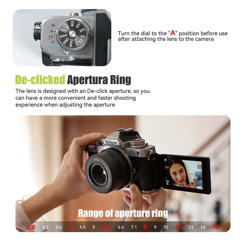 AstrHori AF 27mm F2.8 인물 사진용 눈 인식 포커스 기능이 있는 자동 초점 APS-C 프라임 카메라 렌즈 E Z X 마운트