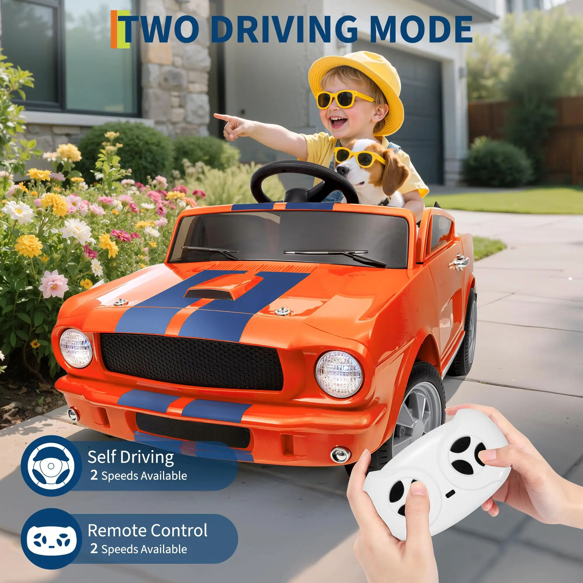 12V Kids Ride on Car With Remote Control, Electric Car Toy LED Lights & Music With For Children Ages 3-7 5