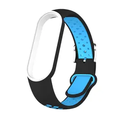 Colorful Silicone Sport Strap Replacement for Fitness Tracker Wristbands (A5Black Blue)