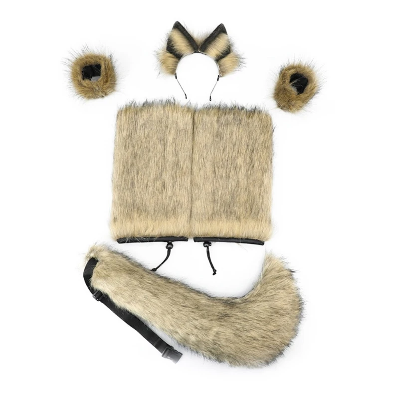 

Wolf Costume Set Wolf Ears Headband Tail Cuffs Halloween Animal Cosplay Props
