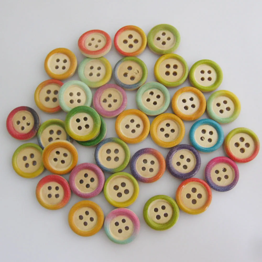 100 Bottoni In Legno Assortiti Con Motivo Floreale E 2 Fori | 15 Mm, Per Cucito, Scrapbooking, Uncinetto, Fai Da Te