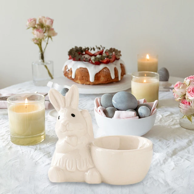 Portauova In Ceramica - Set Di 2 Con Design Coniglio 3D, Ideale Per Colazione, Regalo Pasqua O Natale - Foto 6