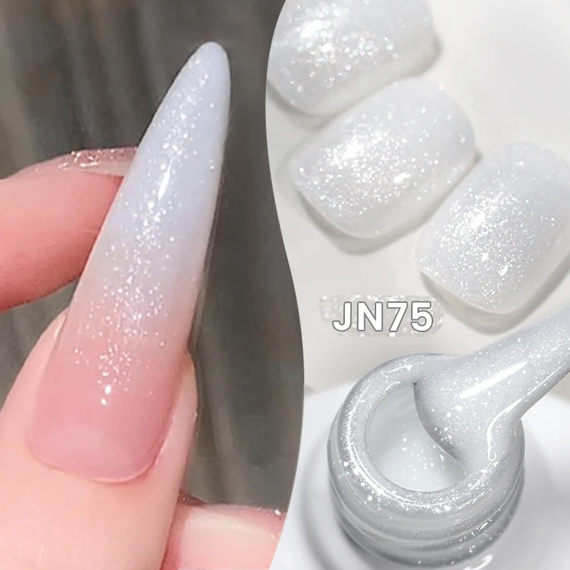 BORN PRETTY Sheer Nude Pink Jelly Gel Nail Polish 10ml Natural Milky White Translucent Color Need UV Light Cure Gel Polish 3