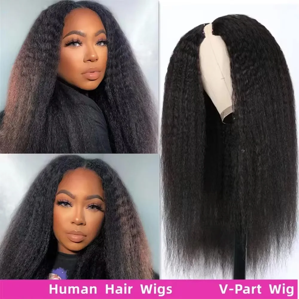 Kinky Straight 360 Lace Front Wigs Human Hair invisi strap Brazilian 40 Inch Yaki Straight V Part Wig Human Hair Wig Preplucked 6