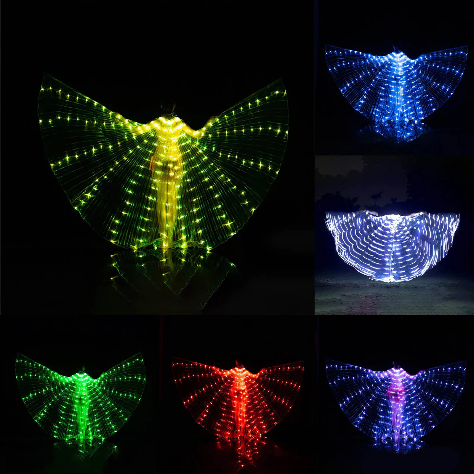 Alas Led para Adultos, Alas en Forma de Mariposa Led Isis Wings Glow Light  Up Trajes de Danza del Vi BANYUO