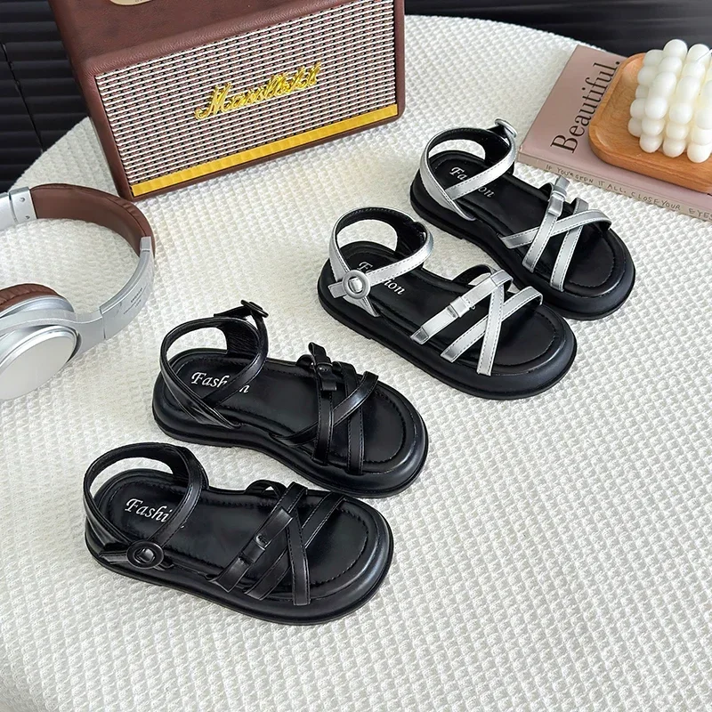 Girls Beach Shoes Bow-knot 2025 Summer Brand New Soft Open Toes Fashion Kids Sandals Princess Sweet Style Anti-slippery Shoes - 2