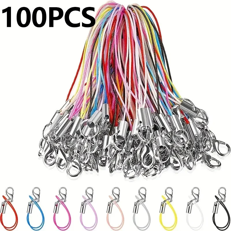50-100Pcs Lanyard Lariat Strap Cords Lobster Clasp Rope Keychain Hooks Mobile Set Charms Keyring Pendant Key Ring Accessories