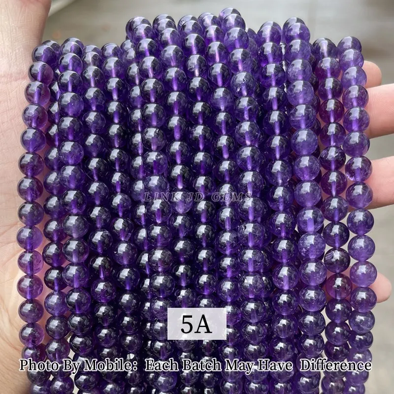 Wholesale Quality Natural Stone Amethysts Bead Round Loose Spacer Purple Crystal Bead For Jewelry Making Diy Bracelet Accessory 6