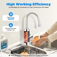 Robinet d'eau chaude électrique instantané 3000W avec affichage LED 360° °   Robinet chauffe-eau rotatif pour évier de cuisine et salle de bain, protection contre les fuites 4