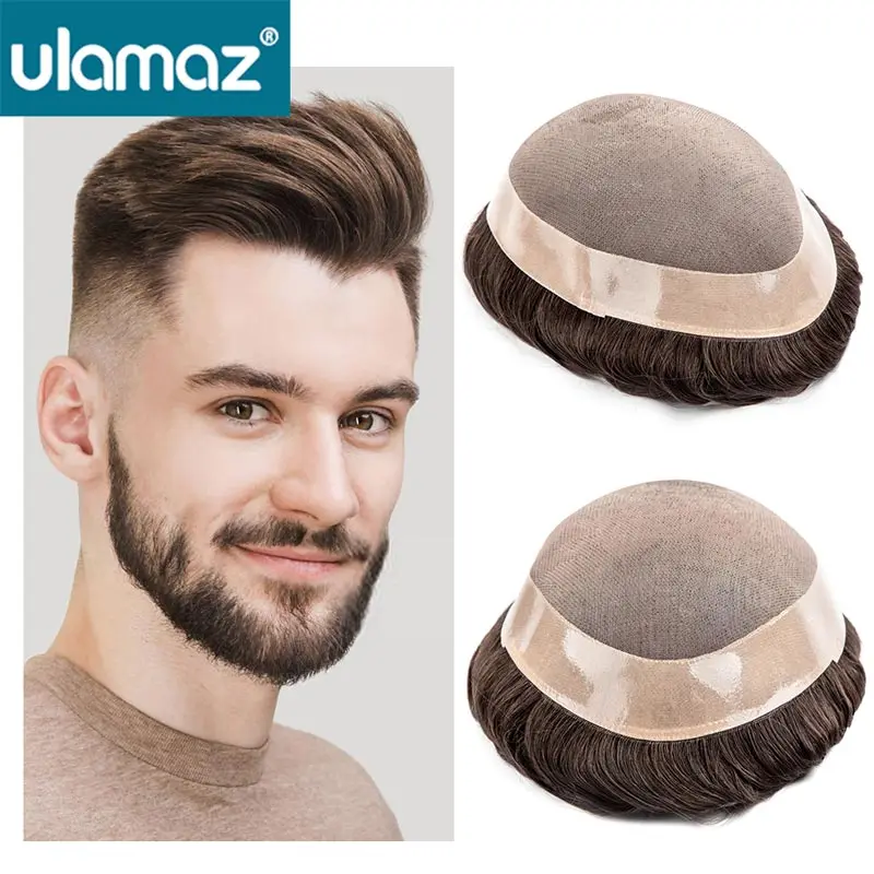 Kapillar-Haarprothese für Männer, Mono-Toupet, Herrenperücken aus Echthaar, langlebige Herrenperücke, Mono-Haarsystem, natürliche Haarperücke für Männer