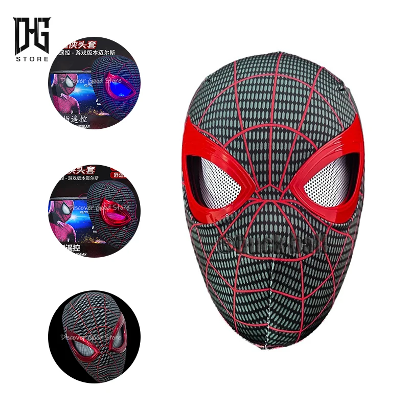1:1 Cosplay Spiderman Mask Mascara Spiderman Copricapo Occhi Mobili Telecomando Elettronico Tessuto Elastico E Giocattoli Di Plastica Abs