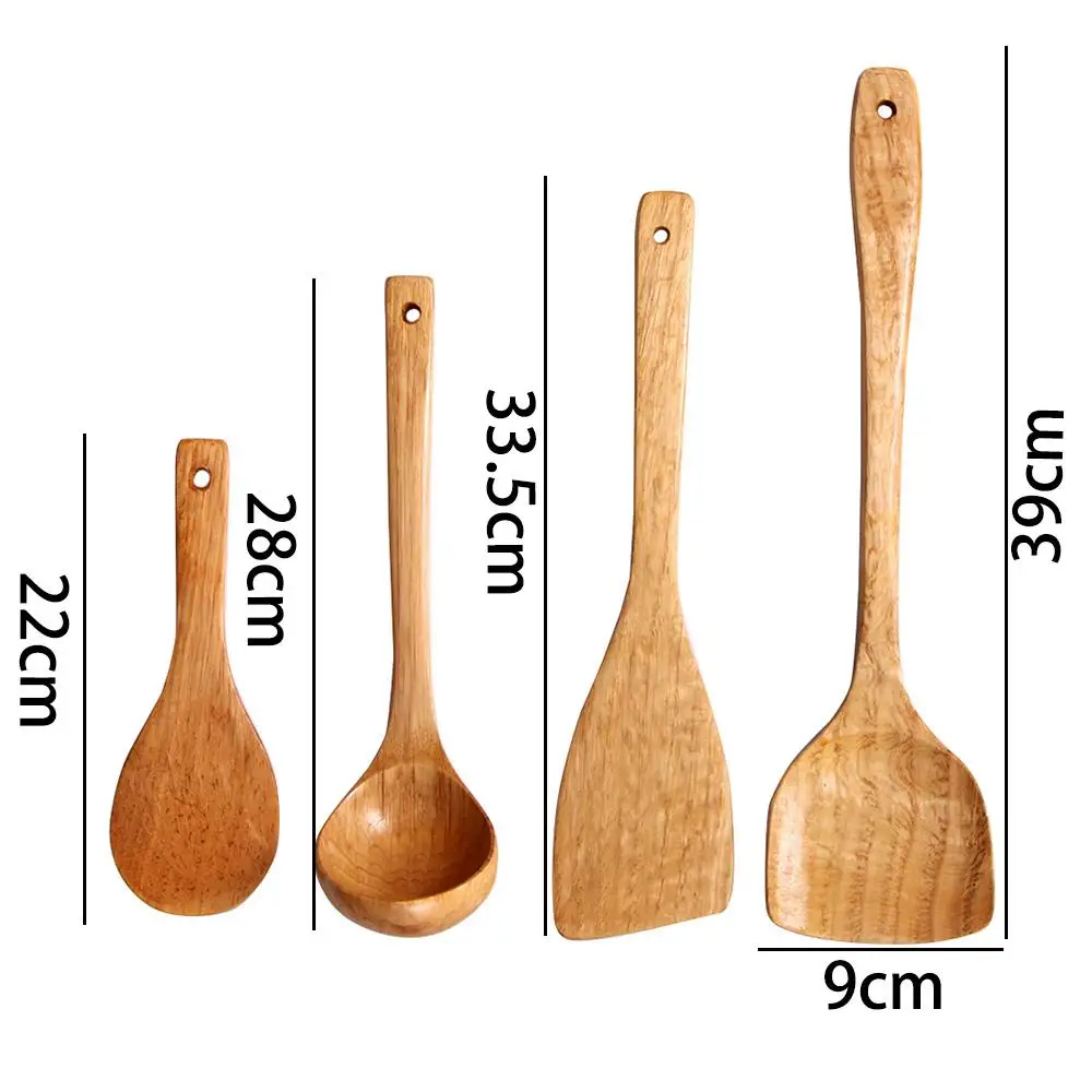 Long Wooden Cooking Rice Spatula Scoop Kitchen Utensil Non-stick Hand Wok Shovel Home Cooking Tools