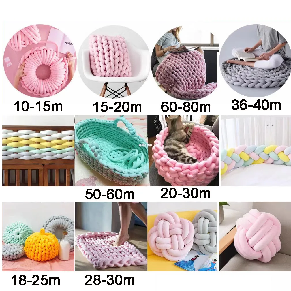 1M Continuous Length, 25mm Diameter Super Bulky Arm Knitting Wool Roving Knitted Blanket Chunky Giant Wool Yarn Super Thick Yarn