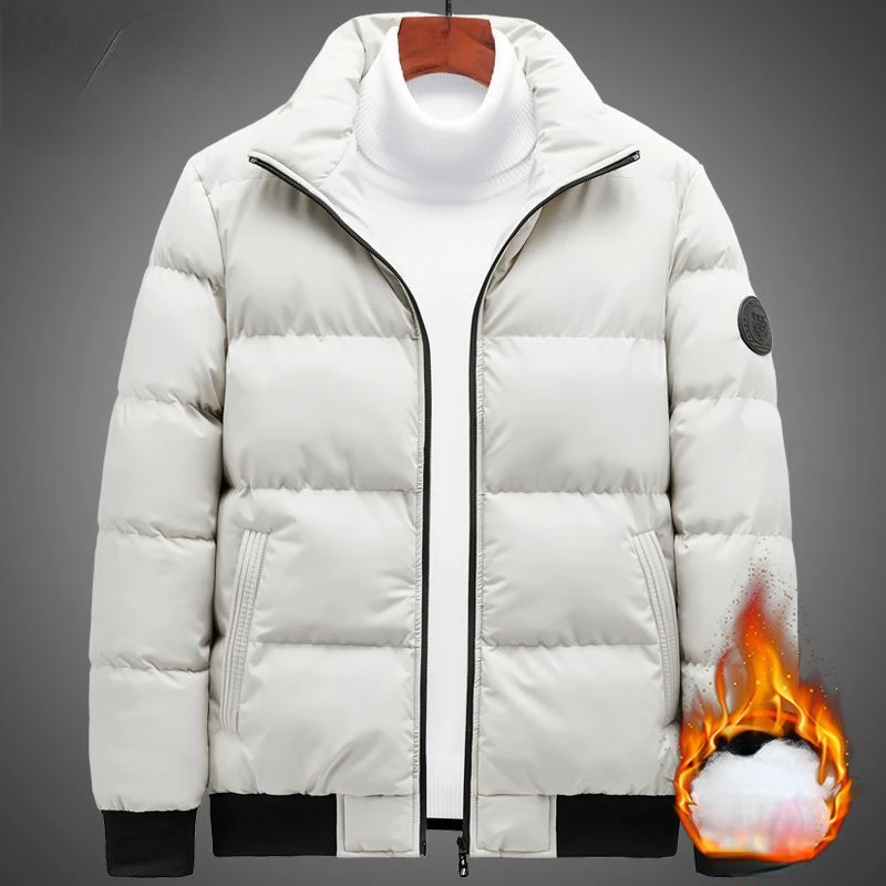 2023 Male Windbreaker Outwear Cotton Parka Snow Coats Mens Thicken Warm Winter Jacket Cashmere Fleece Inner Cotton-Padded F06