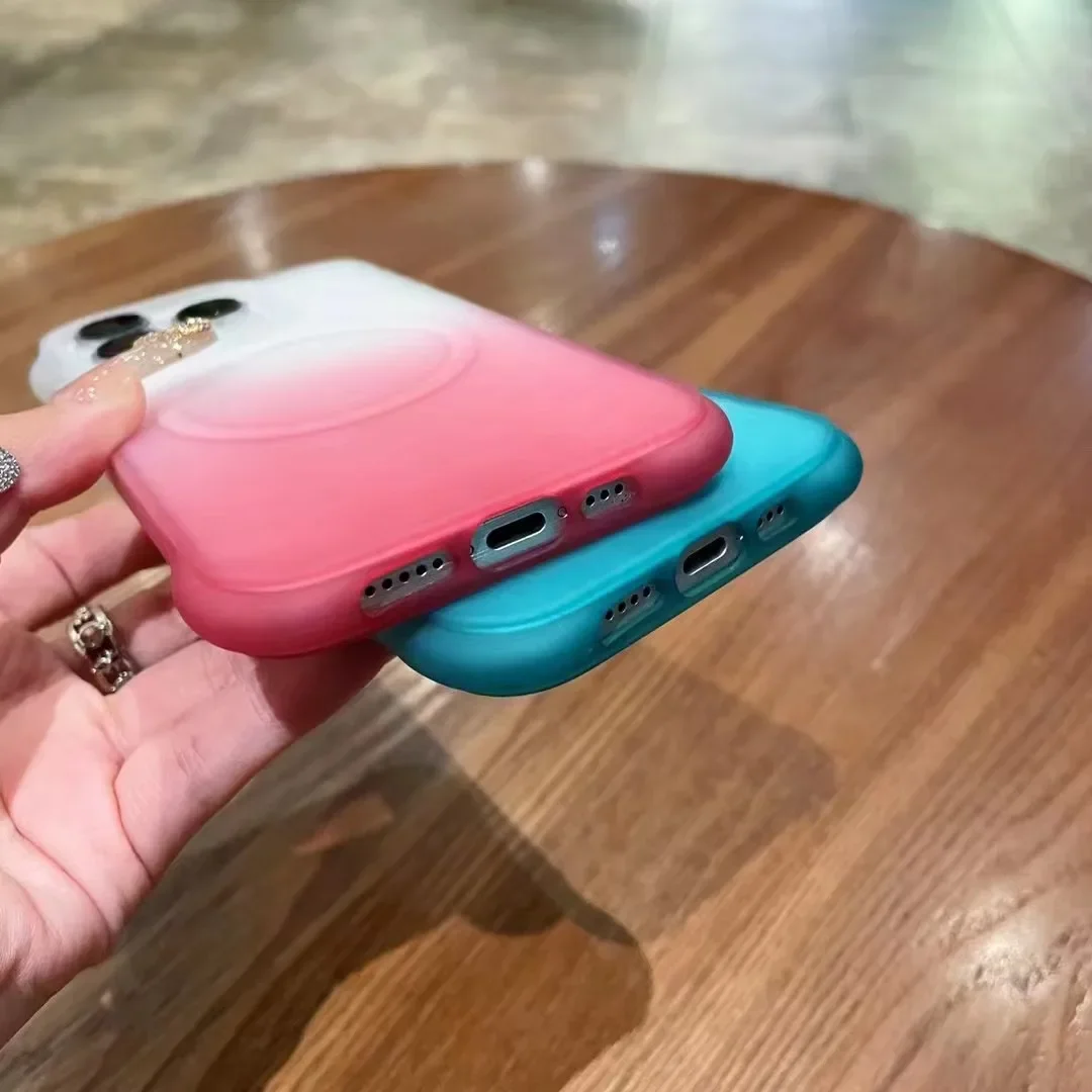 Water Ripples Magnetic cute phone case for iPhone 15 14 13 12 11 Pro Max Four Corner Anti Fall for Magsafe wireless charge Cover