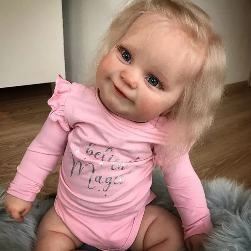 50CM Reborn Toddler Popular Maddie Girl Doll with Rooted Blonde air Soft Cuddle Body 3D Skin Painted Bebe Handmade Toy