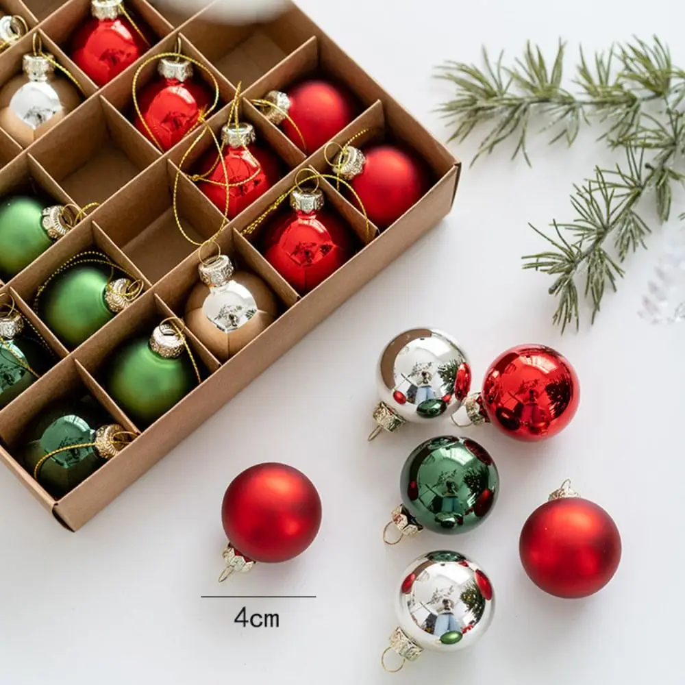 25PCS High-quality Glass Christmas Ball Set Pink Red Gold 4cm Christmas Tree Balls Suspensable Xmas Baubles Scene Supplies