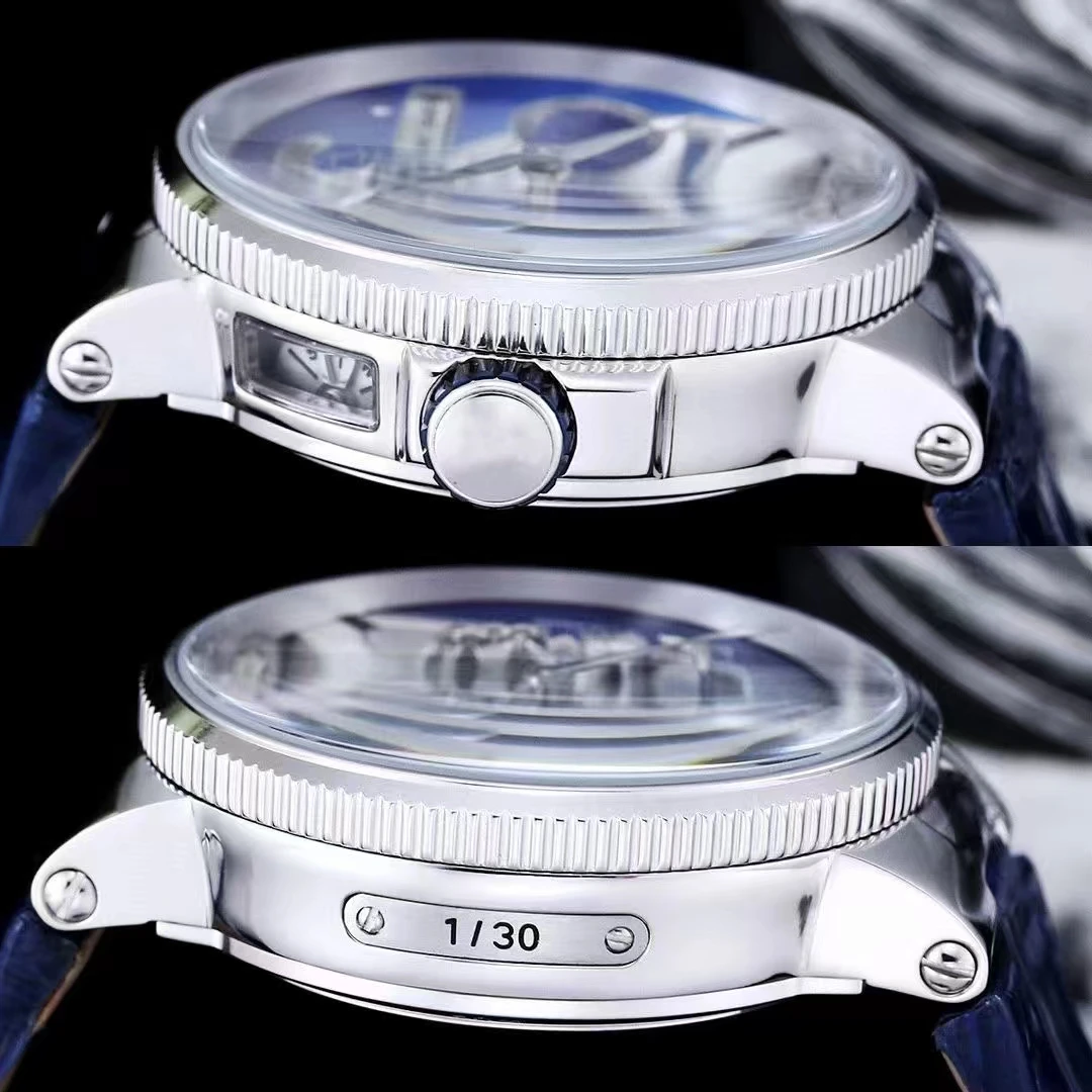 2023 new luxury brand men's automatic personality leisure watch blue dial Ulis folding buckle mechanical gift