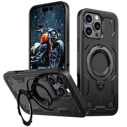Magnetic Rotatable Stand Protection Case with Kickstand Cover and MagSafe Upgrade for iPhone 17 Pro (Black)