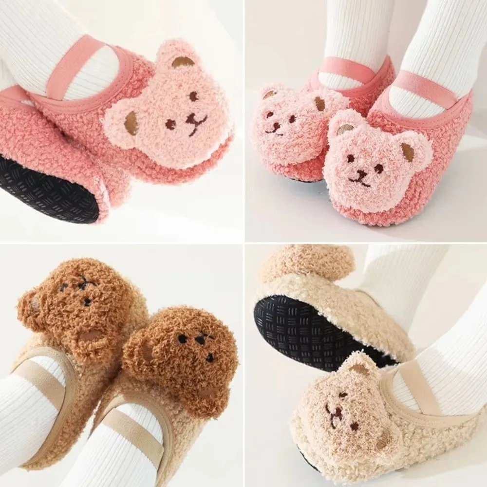 Winter Warm Baby Slippers Cute Cartoon Bear Soft Toddler Shoes Kids Footwear Newborn Learning Walking Shoes Infant Floor Socks