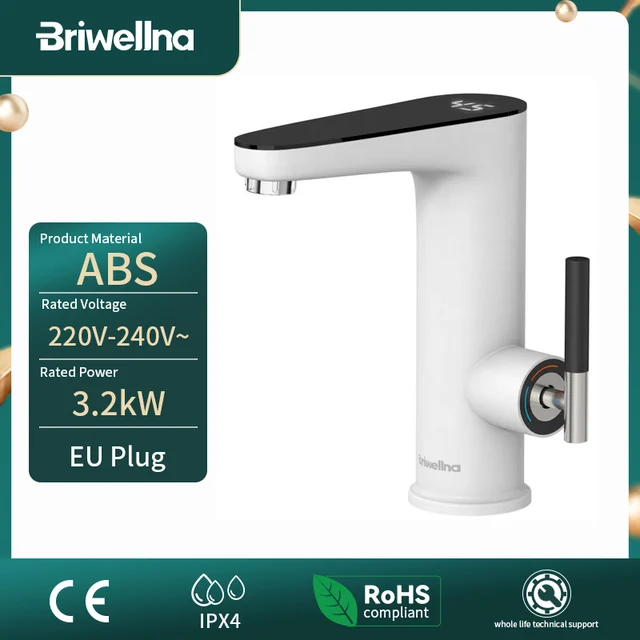 Briwellna chauffe-eau électrique 220V Robinet de cuisine Geysers sans réservoir Robinet Chauffage Robinet Chauffants instantanés Robinet 1