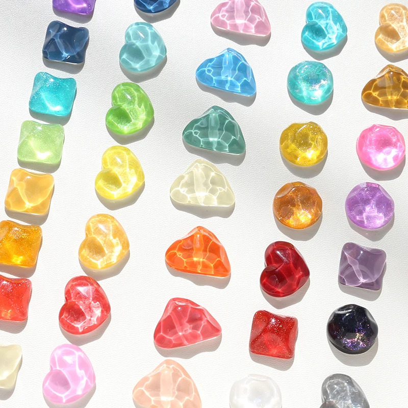 

10pcs Sweet Summer Ins Resin Water Ripple Gold Color Patch Diy Handmade Jewelry Hairpin Head Rope Headwear Accessories
