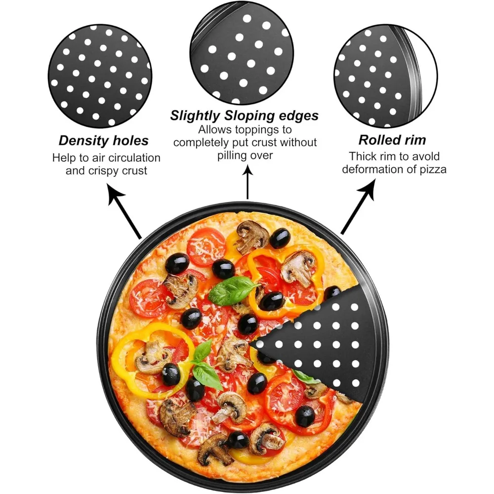 Pizza Pans for Oven Round Pizza Pan with Holes 28cm Tray for Oven Baking Steel Accessories Kitchen Tools 1Pcs pizza bakeware