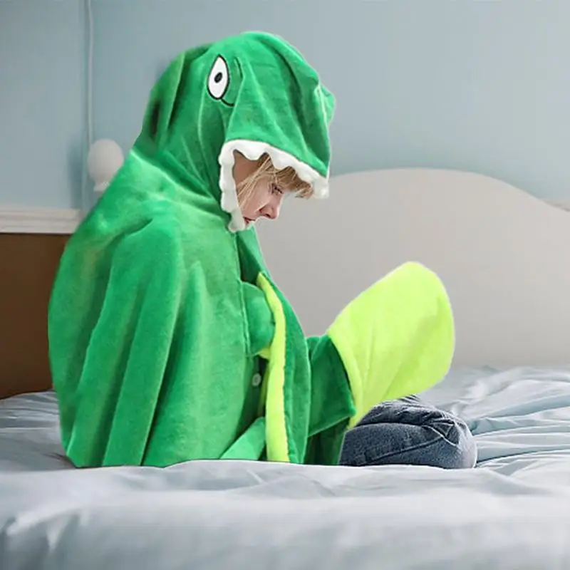 Animal Wearable Blanket Dinosaur Blanket Throw Super Soft Warm Plush Comfy Blanket Halloween Blanket For Sofa Bed Dinosaur Gifts