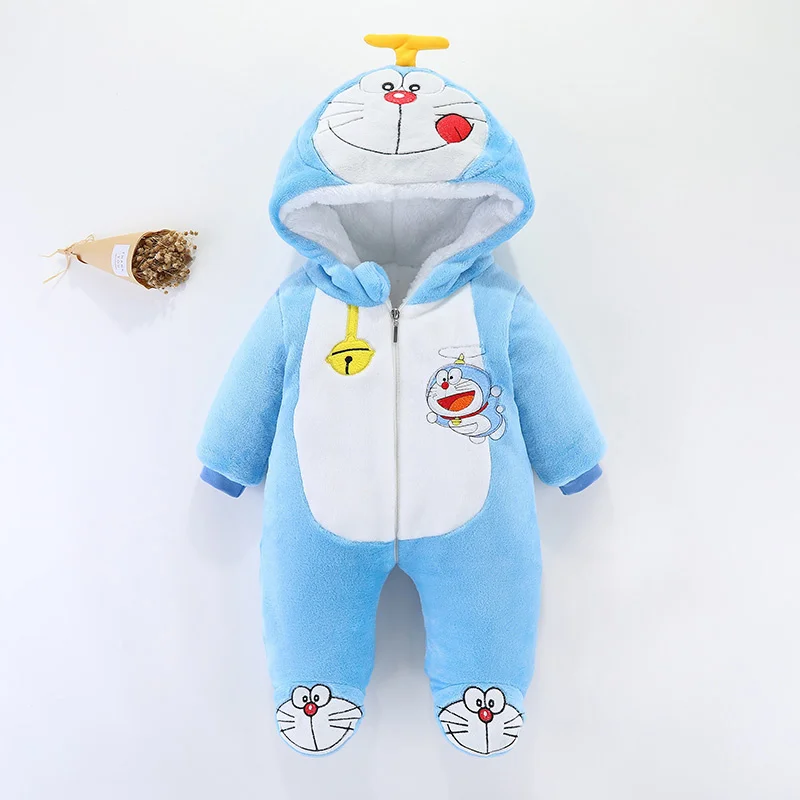 Doraemoninspired Baby Rompers Adorable Winter Kigurumis for Little