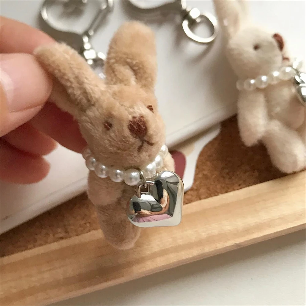 Korean Kawaii Plush Rabbit Phone Charms Pendant Cute Key Chain For