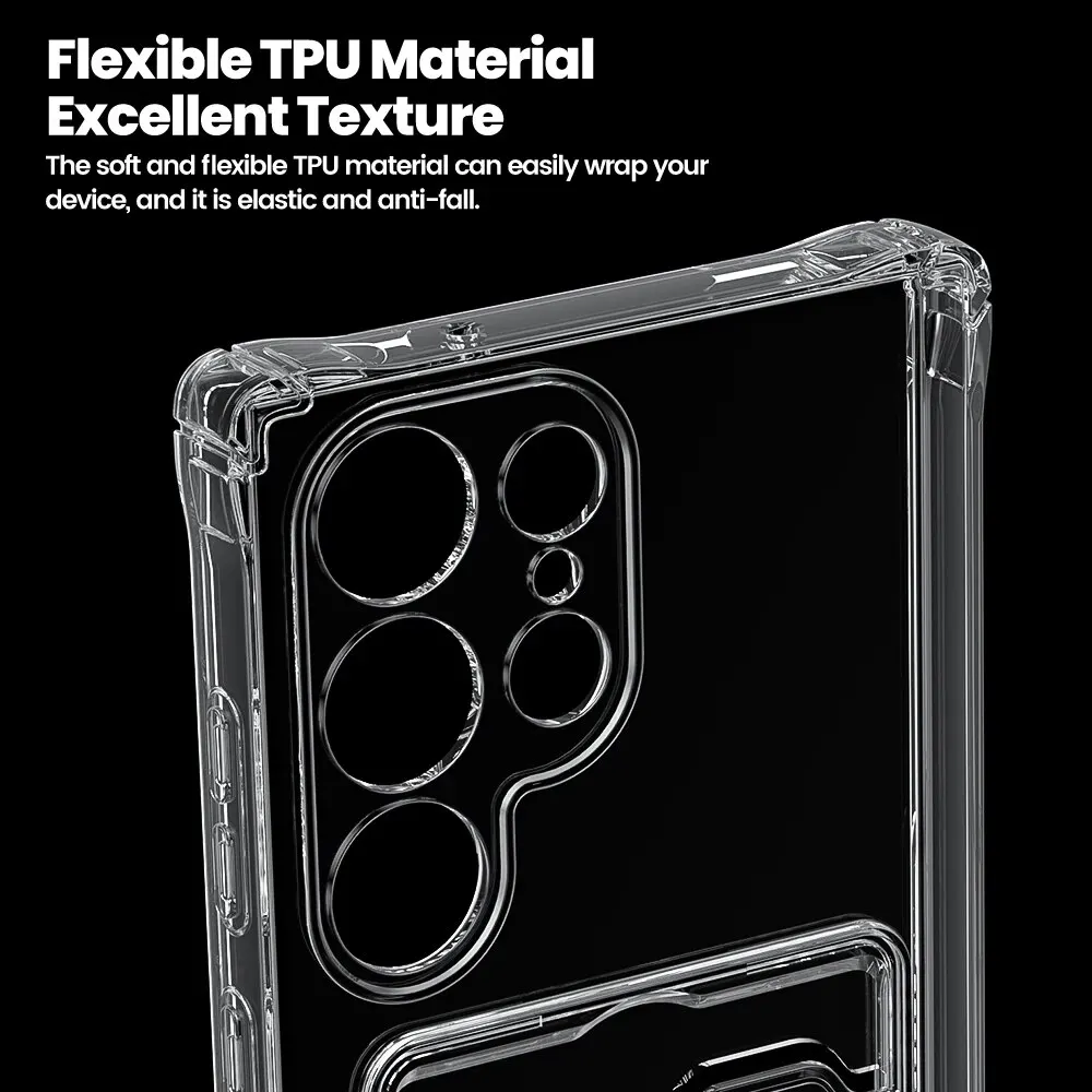 Toocki Transparent Shockproof Wallet Phone Case with Silicone Cover