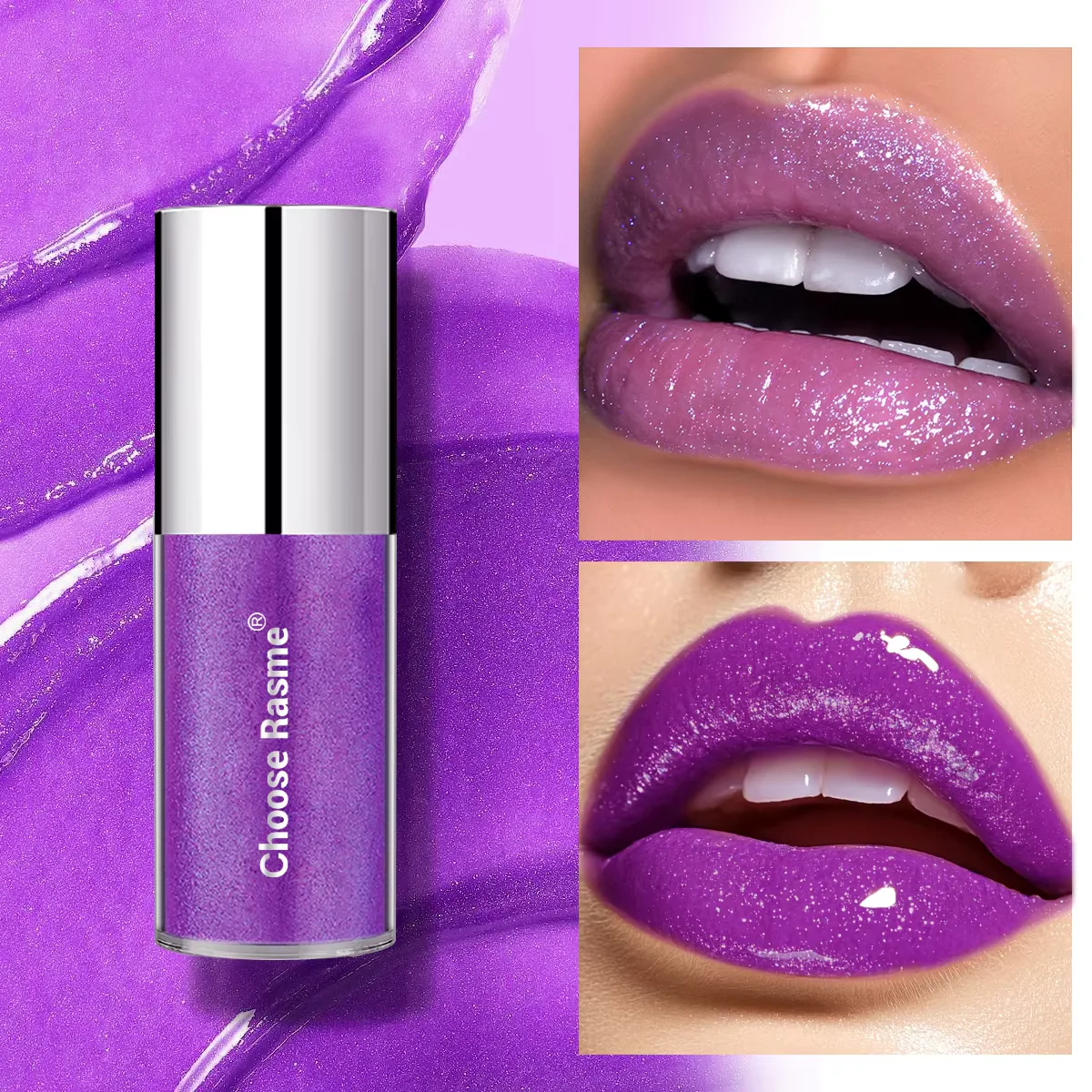 Purple Pearl Lip Color Eyeshadow Set Lipstick Shining Charming Lip glaze lasting PROM portable
