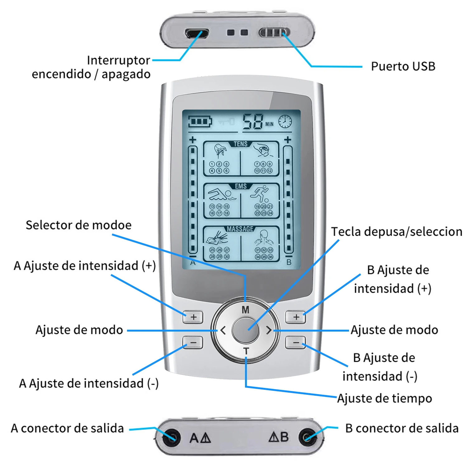 INSMART TENS Rechargeable Muscle Stimulator EMS Dual Channel Electrode Pads 36 Modes for Neck Muscle Massage Relax Pulse Massage 4