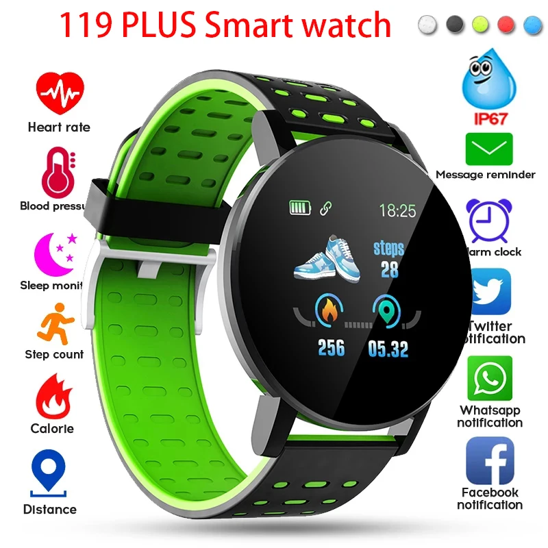 

Smart Wristband 119Plus Motion Pedometer Alarm Clock Color Screen Bluetooth Bracelet Watch Multi Functional Smartwatch pk Y68 M6