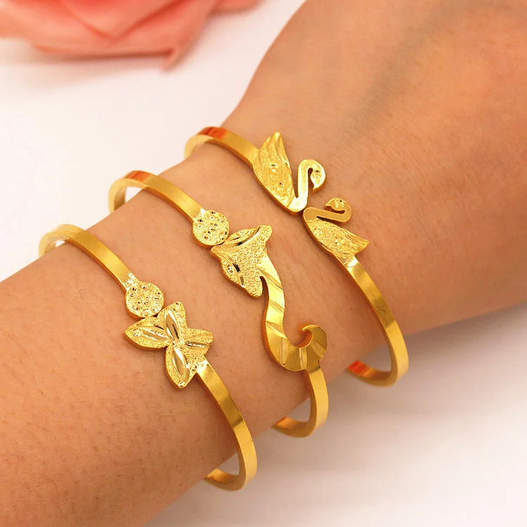 

New Copper Plated Vietnam Sand Gold Bracelet Fine Sand Butterfly Fox Opening Bracelet Women's African Wedding Jewelry