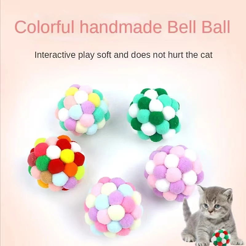 Soft Cat Balls with Bell,Plush toy ball Fuzzy Balls Built-in Bell for Cat,Interactive Playing Chewing Toy Indoor Cats & Kitten cat grinding claw plate toy corrugated paper cat scratch board kitten interactive climbing frame nail scraper mat with bell ball