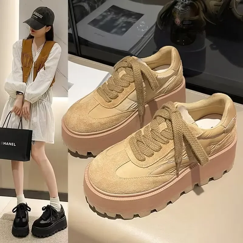 Women Sneakers Breathable Vulcanize Shoes Waterproof Wedges Platform Woman Sneaker Leather Casual Shoes Zapatos Mujer Tarfza