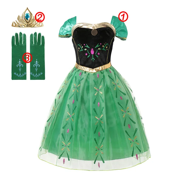 thumbnail image 1 of Vestido de princesa de Frozen de Disney para niñas, traje de baile de malla con lentejuelas blancas, ropa de carnaval, Cosplay para niños, Reina de la nieve, Elsa y Anna, 1 of 5