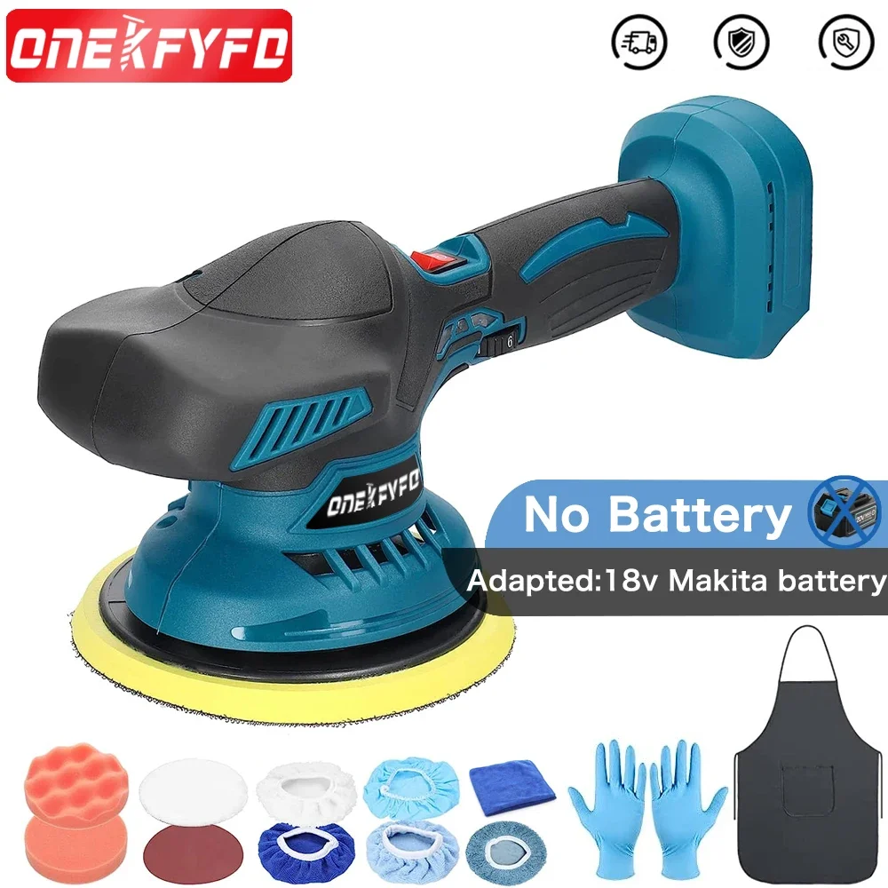 Polisher 6 Speed Adjustable Waxing Polishing Machine Metal Waxing Wood Sanding Rust Removal for Makita 18v Battery （No Battery） handheld battery operated electric spin duster feather duster retractable microfiber cleaning brush hand dust duster brush dust removal tool with 2 brush head