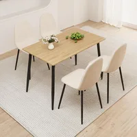 Small Dining Table Set for 4,47'' Wooden Modern Dining Table and Chairs Set with 4 Chairs,5 Piece Wooden Dining Table Set 2