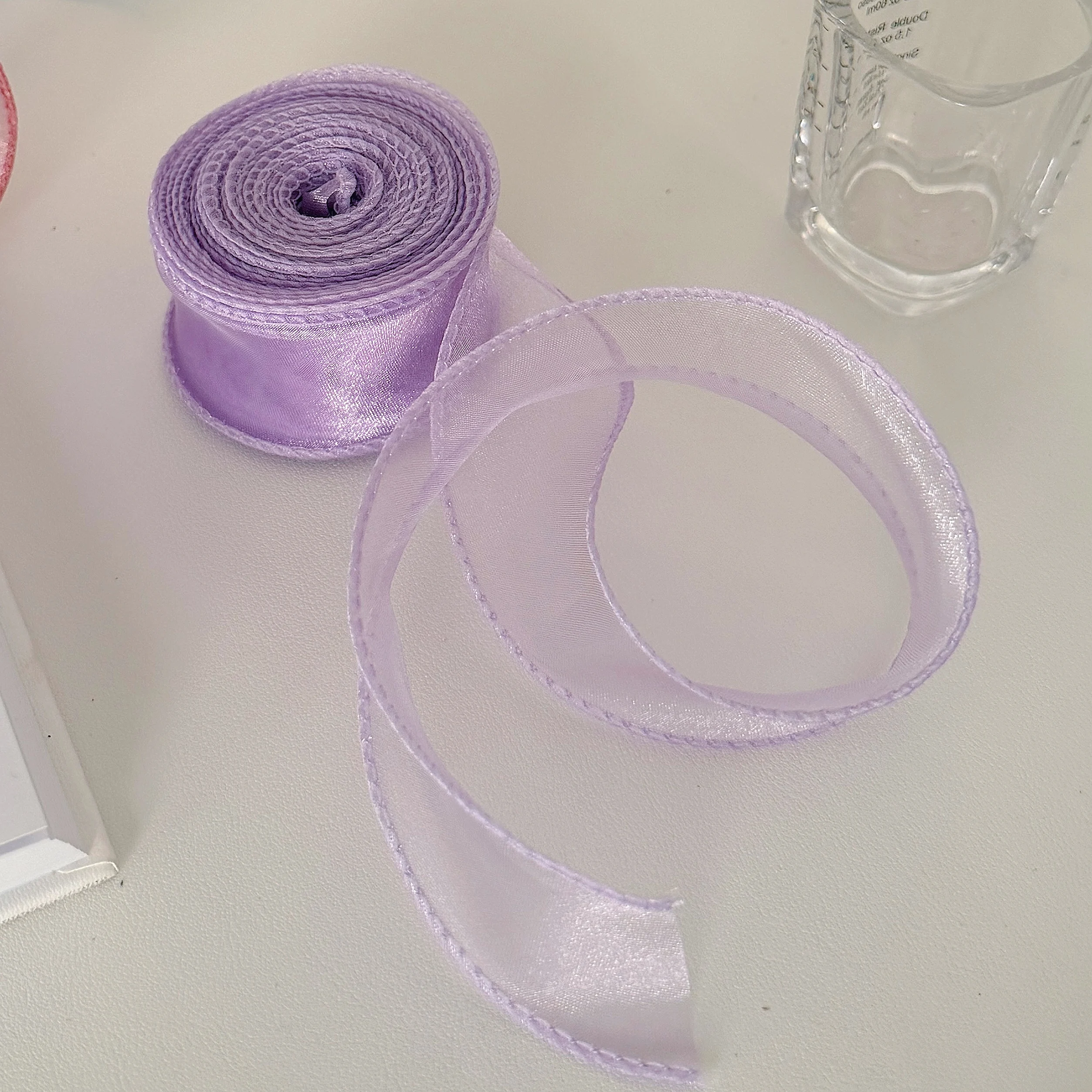 1/3개 반투명 오간자 리본, 부드러운 물고기 꼬리 모양의 웨이브 엣지 리본, DIY 헤어 액세서리 및 꽃다발 리본, 다양한 색상 사용 가능