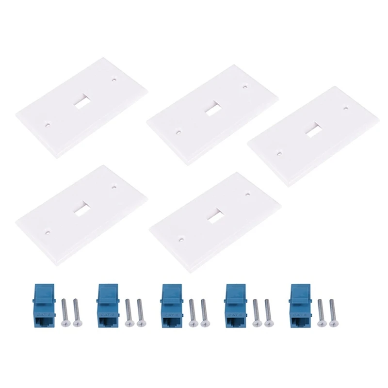 Cat6 이더넷 벽 플레이트 콘센트, 1 포트 RJ45 네트워크, 암-암 벽 커플러..