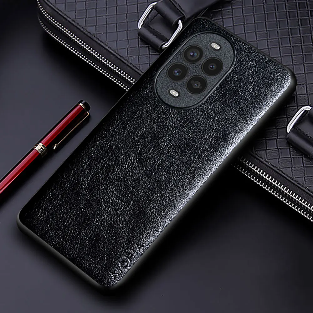 Luxury Leather Business Phone Case - Solid Color Soft & Hard Protective Cover