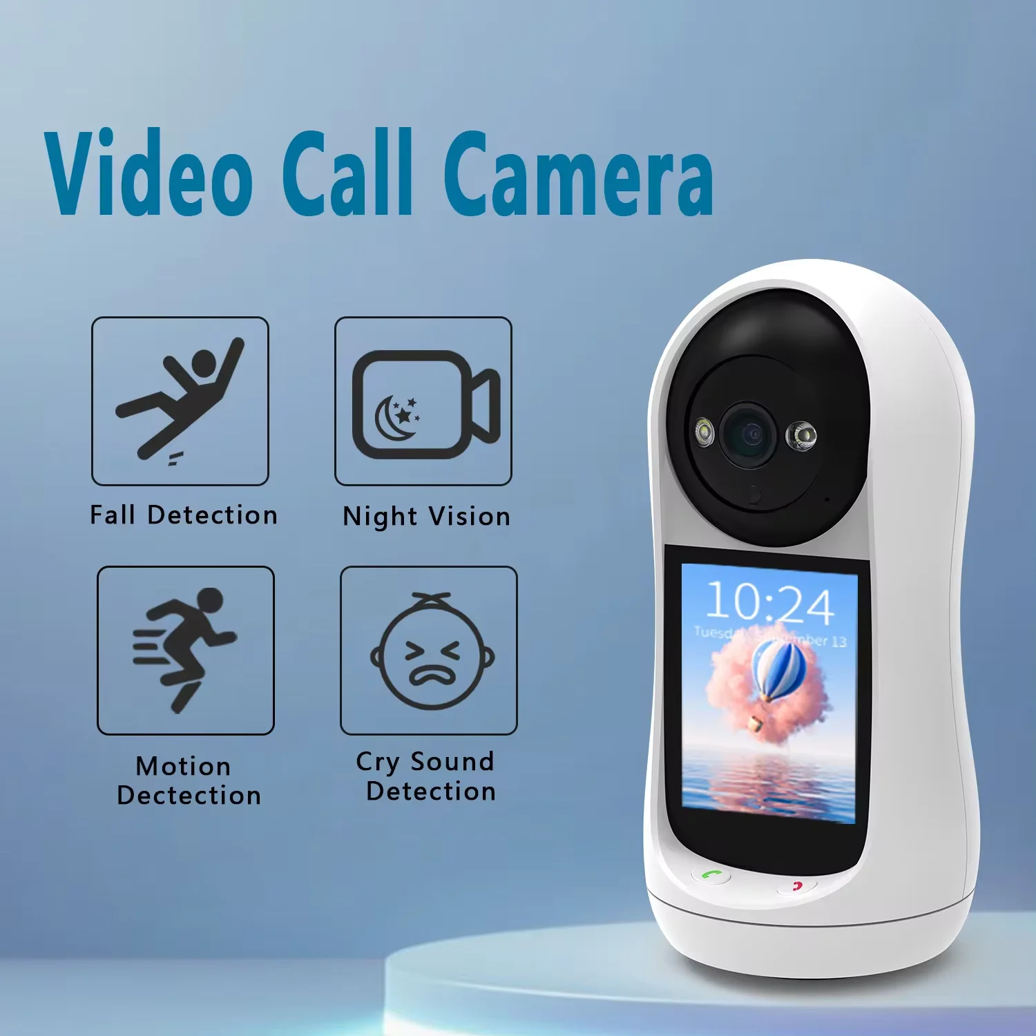 4MP PTZ Wifi Camera Video Call with 2.8 Inch IPS Screen Baby Cry Sound Detection
