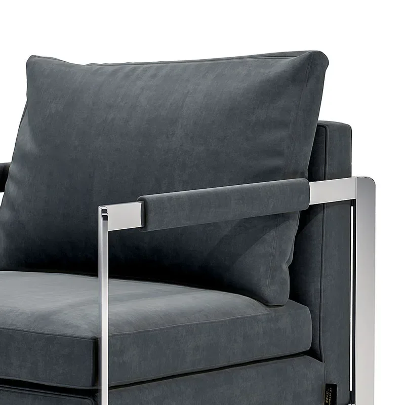 Postmodern simple metal frame single sofa low stool lounge chair 2