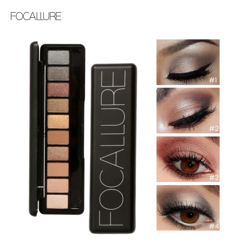 

FOCALLURE Eyeshadow Palette 10 Colors Matte Glitter Eye Shadow Waterproof Pink Nude Makeup Cosmetics Shimmery Smoky Eyes Palette