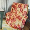 1pc Ham Pizza Print Blanket, Funny Food Flannel Round Blanket, Soft Warm Throw Blanket Nap Blanket For Couch Sofa 6