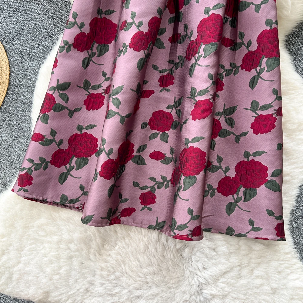 Chic Vintage Elegant jacquard slim High Waist Straight Skirt Korean Streetwear Autumn women clothing