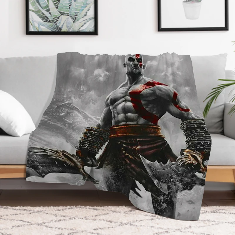 

God of War Game Blanket Bed Blankets and Throws Plaid on the Sofa Microfiber Bedding Plush Furry Bedspread Throw Knee Bedspreads